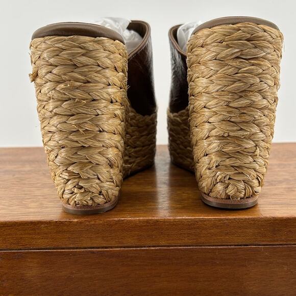 PALOMA BARCELO New $410 Women's Esdadrille Brown Wedge Sandals Size 39 US 8.5 - Picture 5 of 7